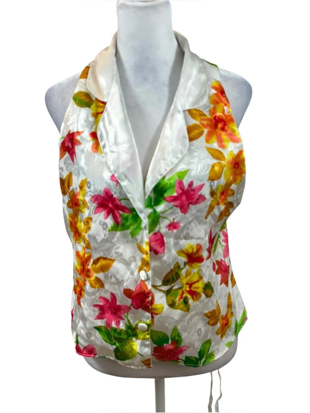 Vintage Victoria’s Secret Gold Label Floral Button Down Lounge Top Size Small